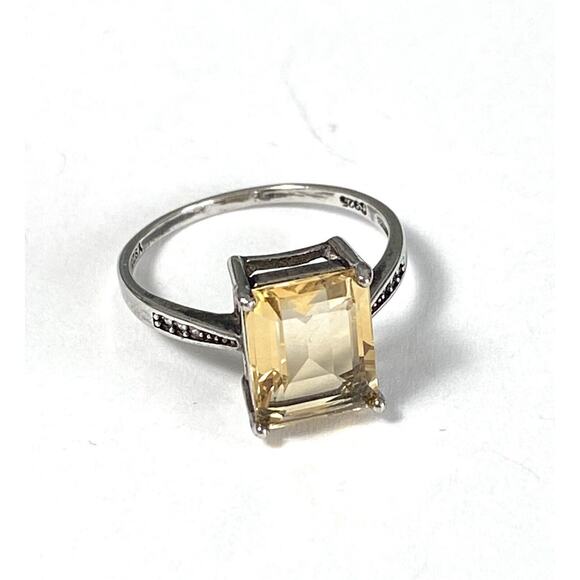 925 Sterling Silver Ring Citrine Rectangular 2.12g Size 7 - Picture 16 of 16